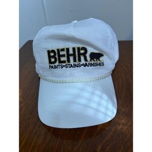 VTG Behr Paints Hat Cap Adjustable One Size White Nissin Cap Nylon Promo Mens‎